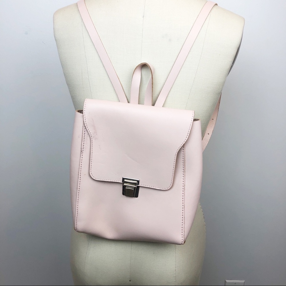 Blush Square Structured Leather Mini Backpack - image 1